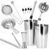 Set Cocktail Shaker Kit pentru barmani 750ml, KI11, suport bambus, 14 piese [24]