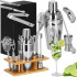 Set Cocktail Shaker Kit pentru barmani 550ml, KI22, suport bambus, 9 piese [25]