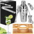 Set Cocktail Shaker Kit pentru barmani 550ml, KI22, suport bambus, 9 piese [26]