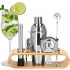 Set Cocktail Shaker Kit pentru barmani 750ml, KI25, suport bambus, 12 piese [2]