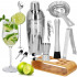 Set Cocktail Shaker Kit pentru barmani 750ml, KI25, suport bambus, 12 piese [23]