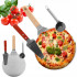 Set 3 accesorii pentru pizza, tava, spatula si taietor, inox cu manere din lemn [2]
