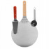 Set 3 accesorii pentru pizza, tava, spatula si taietor, inox cu manere din lemn [3]
