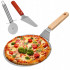 Set 3 accesorii pentru pizza, tava, spatula si taietor, inox cu manere din lemn [6]