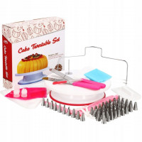 Set patiserie cu platou rotativ, 200 piese cu sabloane pentru ornarea prajiturilor Set patiserie cu platou rotativ, 200 piese cu sabloane pentru ornarea prajiturilor