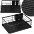 Uscator de vase cu suport tacamuri, din otel, cu tava de scurgere, 42x32x15cm, negru [28]