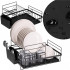 Uscator de vase cu suport tacamuri, din otel, pe 2 nivele, cu tava de scurgere, 50x30x24cm, negru [13]