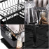 Uscator de vase cu suport pahare si tacamuri, din otel, pe 2 nivele, cu sistem drenaj, 42x30x30cm, negru [7]
