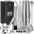 Set barman 14 piese din inox, cu shaker 750 ml, dozatoare, ustensile si suport, pentru cocktailuri, gri [4]