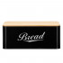 Cutie pentru paine din metal cu capac din bambus, finisaj lucios, 33x18x14 cm, negru [10]