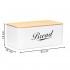 Cutie pentru paine din metal cu capac din bambus, finisaj lucios, 33x18x14 cm, alb [16]