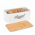 Cutie pentru paine din metal cu capac din bambus, finisaj lucios, 33x18x14 cm, alb [11]