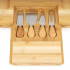 Set servire branzeturi cu platou din bambus si sertar glisant, 33x33x4 cm, maro natur [7]