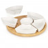 Set servire rotativ cu platou din bambus si 6 boluri din portelan, 30 cm, maro natur si alb [2]