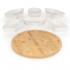 Set servire rotativ cu platou din bambus si 6 boluri din portelan, 30 cm, maro natur si alb [16]