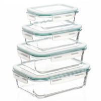 Set 4 recipiente din sticla termorezistenta, cu capac etans, BPA free, 350ml / 600ml / 1000ml / 1450ml , transparent Set 4 recipiente din sticla termorezistenta, cu capac etans, BPA free, 350ml / 600ml / 1000ml / 1450ml , transparent