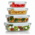 Set 4 recipiente din sticla termorezistenta, cu capac etans, BPA free, 350ml / 600ml / 1000ml / 1450ml , transparent [3]