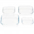 Set 4 recipiente din sticla termorezistenta, cu capac etans, BPA free, 350ml / 600ml / 1000ml / 1450ml , transparent [14]