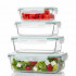 Set 4 recipiente din sticla termorezistenta, cu capac etans, BPA free, 350ml / 600ml / 1000ml / 1450ml , transparent [4]