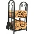 Suport metalic pentru lemne de foc cu 4 accesorii, 74x40x30 cm, negru [4]