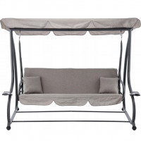 Leagan gradina 3 locuri cu baldachin reglabil, perne si suport pahare, 210x120x170 cm, gri Leagan gradina 3 locuri cu baldachin reglabil, perne si suport pahare, 210x120x170 cm, gri
