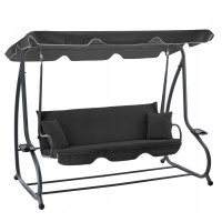 Leagan gradina 3 locuri cu baldachin reglabil, perne si suport pahare, 210x120x170 cm, gri inchis Leagan gradina 3 locuri cu baldachin reglabil, perne si suport pahare, 210x120x170 cm, gri inchis
