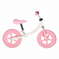Bicicleta fara pedale pentru copii, cadru din otel, roti EVA, ghidon si sezut reglabile, maxim 30 kg, 80x38x58 cm, roz si alb