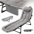 Pat pliabil camping cu saltea, reglabil 5 pozitii, cadru otel, maxim 100 kg, 200x64x30 cm, gri [3]