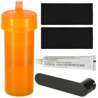 Set reparatie SUP cu 2 petice, lipici rezistent si cheie pentru supapa, in cutie practica