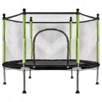 Trambulina pentru copii cu plasa de protectie, diametru 140 cm, 150 kg, verde