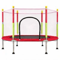 Trambulina pentru copii cu plasa de protectie, diametru 140 cm, 150 kg, rosu