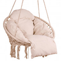 Scaun rotund tip leagan suspendat cu perna Confort Plus, casa sau gradina, ecru Scaun rotund tip leagan suspendat cu perna Confort Plus, casa sau gradina, ecru