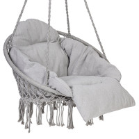 Scaun rotund tip leagan suspendat cu perna Confort Plus, casa sau gradina, gri Scaun rotund tip leagan suspendat cu perna Confort Plus, casa sau gradina, gri
