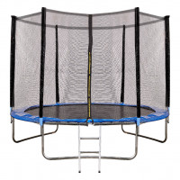 Trambulina copii de exterior 305 cm, cu plasa de protectie si scara, sarcina maxima 150 kg, albastra