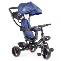Tricicleta 3in1 105x52x94 cm, cu sezut rotativ 360°, roti fara aer, copertina reglabila, bleumarin