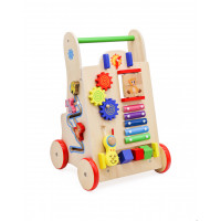 Antemergator din lemn pentru copii cu jocuri educative, 51x32x31 cm, multicolor