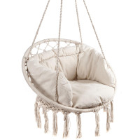 Scaun rotund tip leagan suspendat cu perna Confort Plus, casa sau gradina, bej Scaun rotund tip leagan suspendat cu perna Confort Plus, casa sau gradina, bej