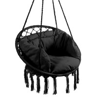 Scaun rotund tip leagan suspendat cu perna Confort Plus, casa sau gradina, negru Scaun rotund tip leagan suspendat cu perna Confort Plus, casa sau gradina, negru