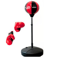 Set sac de box pentru copii, cu baza stabila, reglabila 90–124 cm, manusi si pompa incluse, negru-rosu Set sac de box pentru copii, cu baza stabila, reglabila 90–124 cm, manusi si pompa incluse, negru-rosu