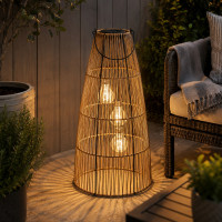 Lampion solar decorativ 55 cm, iluminare ambientala LED, model cu decupaje, pentru gradina sau terasa, maro