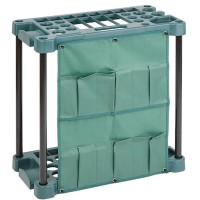 Organizator suport compact pentru unelte de gradina, cu buzunare, cadru metalic, 58x31x60 cm