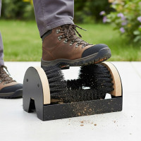 Curatator incaltaminte cu perii pentru exterior, cadru metalic si baza din lemn, 23x15x11 cm