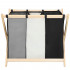Cos de rufe cu 3 compartimente, cadru din lemn, 67x42x57 cm, 105 litri [7]