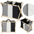 Cos de rufe cu 3 compartimente, cadru din lemn, 67x43x55 cm, 105 litri [4]