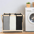 Cos de rufe cu 3 compartimente, cadru din lemn, 67x43x55 cm, 105 litri [22]