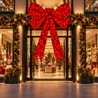 Decoratiune de Craciun 3D LED in forma de funda gigant, 300 cm inaltime, 656 LED-uri cu lumina rosie, iluminare festiva pentru intrari, cladiri si spa