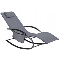 Leagan tip sezlong pentru gradina 148x63x87 cm, structura otel, textilen, design ergonomic, gri inchis Leagan tip sezlong pentru gradina 148x63x87 cm, structura otel, textilen, design ergonomic, gri inchis