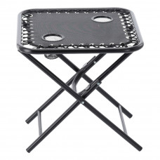 Masa turistica pliabila pentru camping, cu suport pahare, 50x50x50 cm, negru