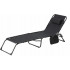 Sezlong pliabil 190x58x30 cm, cu spatar reglabil, perna si buzunar lateral, cadru metalic, negru [2]
