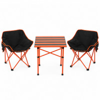 Set camping pliabil masa si 2 scaune, cadru otel, material Oxford 600D, 55x47x66 cm, negru Set camping pliabil masa si 2 scaune, cadru otel, material Oxford 600D, 55x47x66 cm, negru